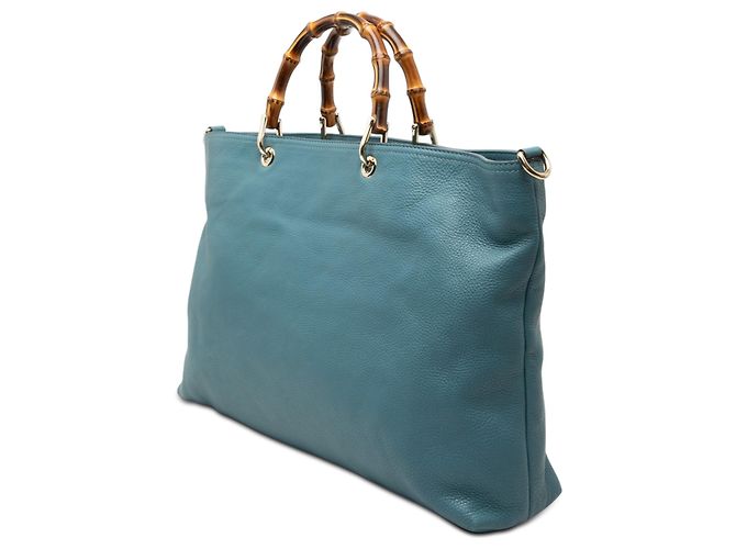 Bamboo Bolso shopper grande de piel de ternera azul con bambú Gucci Azul claro - vista 2