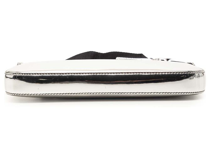 Borsa a tracolla in pelle spazzolata argento Re Edition di Prada - vista 3