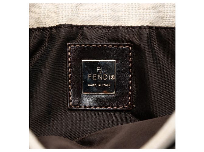 Borsa a spalla in tela Zucca bianca Fendi Bianco - vista 5