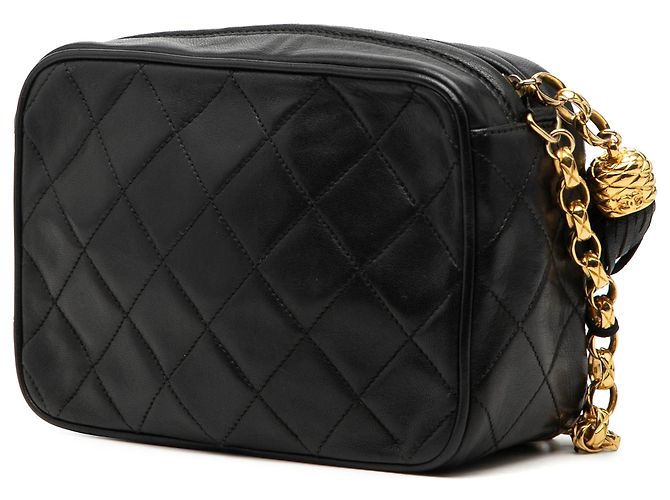 Camera Chanel Schwarze CC gesteppte Lammleder Quasten Kamera Tasche - Ansicht 2