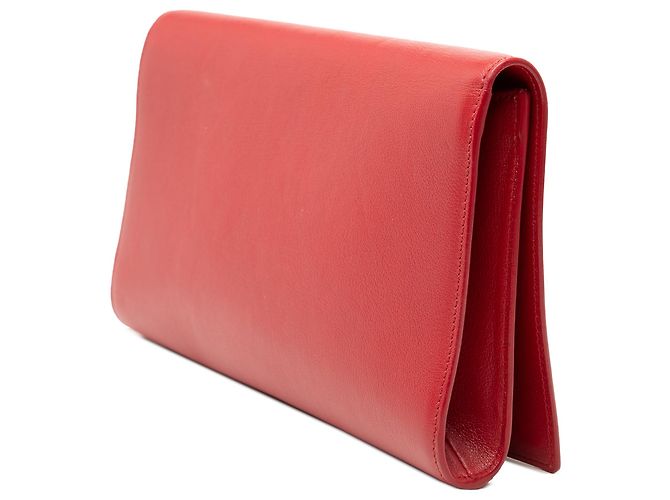 Rote große Leder-Clutch Belle de Jour von Saint Laurent - Ansicht 2