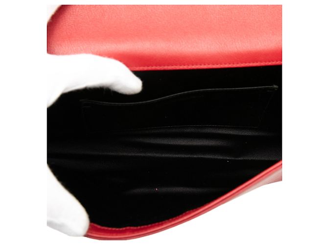 Rote große Leder-Clutch Belle de Jour von Saint Laurent - Ansicht 4