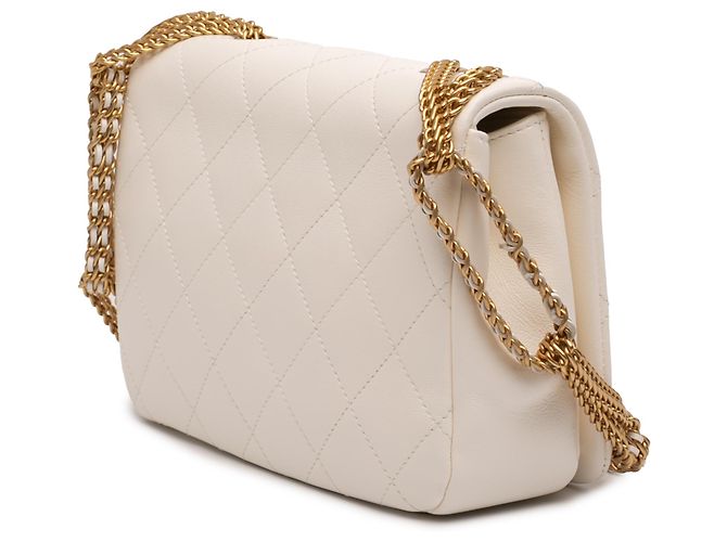 Chanel Bianco Piccolo in Pelle di Agnello Trapuntato On And On Chain Flap - vista 2