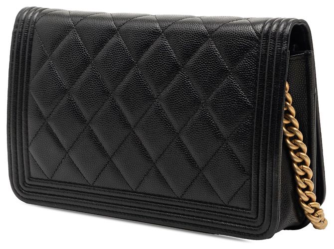 Chanel Black Quilted Caviar Boy Wallet on Chain - view 2
