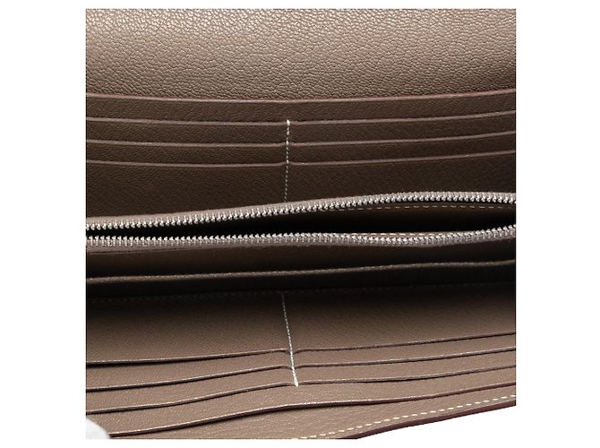 Cartera Longa Kelly en Chèvre Mysore Marrón Hermès Castaño Gris pardo - vista 4