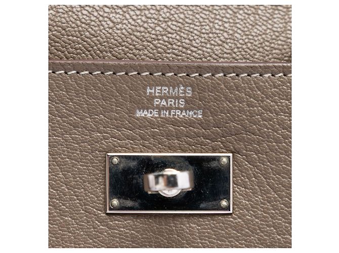 Cartera Longa Kelly en Chèvre Mysore Marrón Hermès Castaño Gris pardo - vista 5