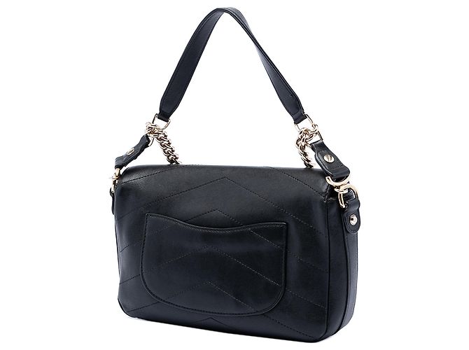 Chanel Mini Nera in Pelle di Pecora Trapuntata Doppio Chevron Nero - vista 2
