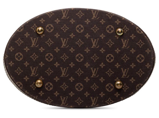 Bucket Louis Vuitton Brauner Monogram Mini Lin Eimer PM Dunkelbraun - Ansicht 3