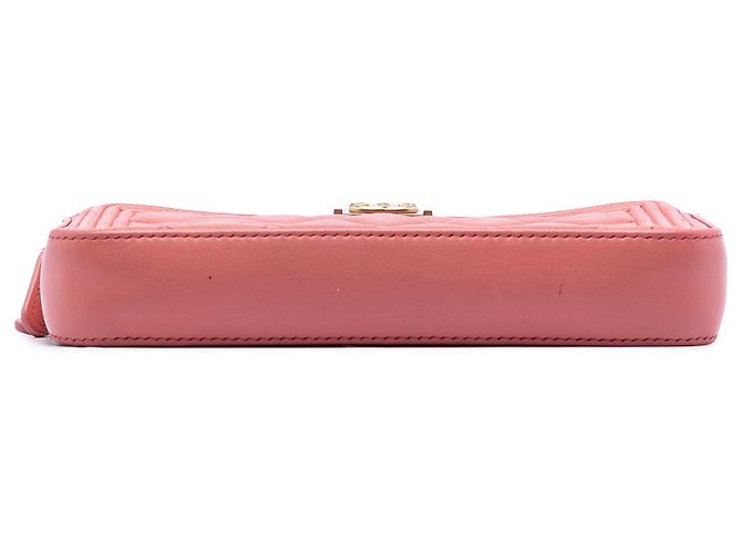 Boy Clutch Chanel de Caviar Acolchado Rosa con Doble Cierre y Cadena - vista 3