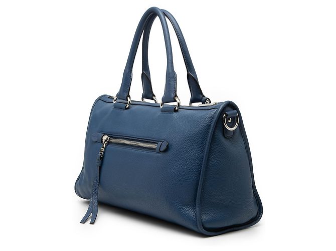 Prada Blue Vitello Phenix Zip Top Handtasche Blau - Ansicht 2