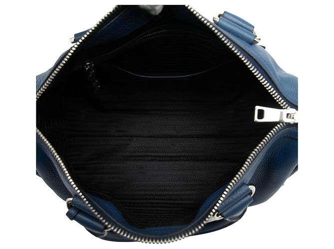 Prada Blue Vitello Phenix Zip Top Handtasche Blau - Ansicht 4