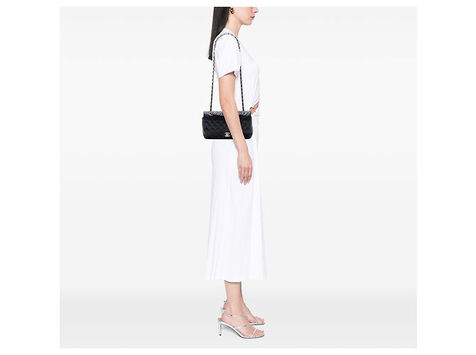 Chanel Nero Medio Classico Caviar Doppio Flap - vista 7