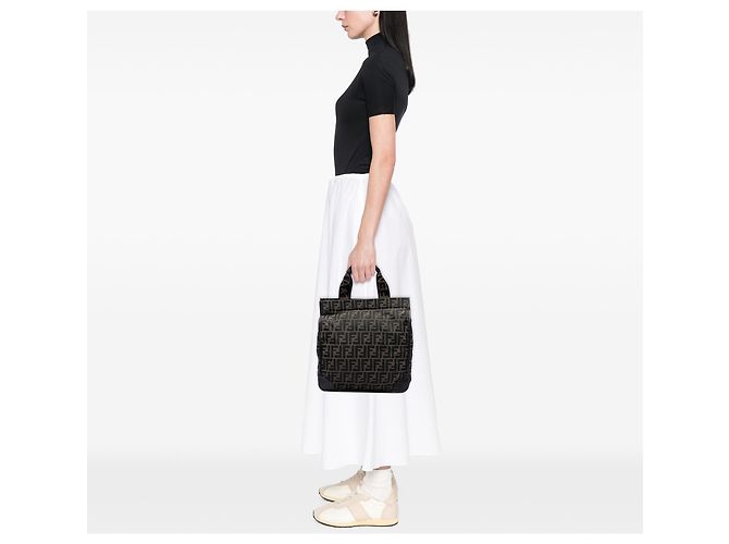 Bolso de compras de lona Zucca marrón Fendi Castaño - vista 6