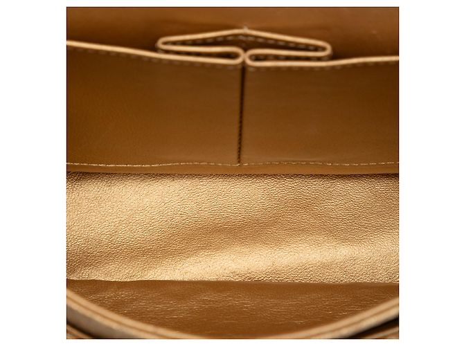 Chanel Beige Medio Classico Ricamato Tela Doppio Flap - vista 4