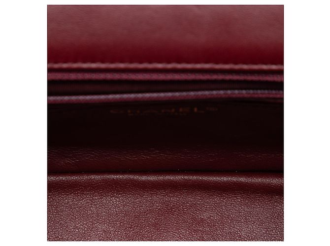 Chanel Red Mini Rectangular Classic Tricolor Lambskin Single Flap Dark red - view 4