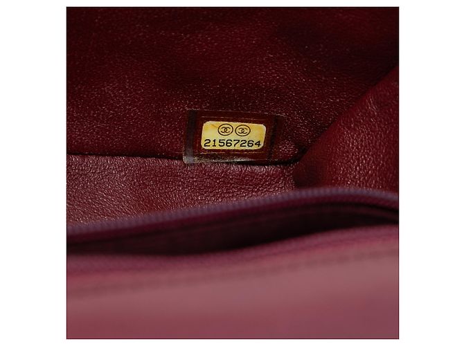 Chanel Red Mini Rectangular Classic Tricolor Lambskin Single Flap Dark red - view 6