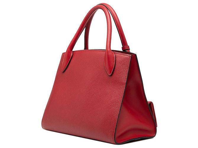 Prada Rosso Piccolo Saffiano Pelle Monocromatico Borsa a Mano con Manico Superiore - vista 2