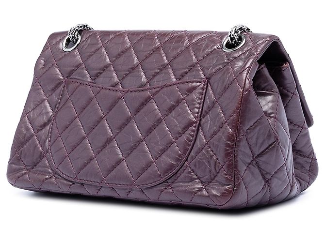 Chanel Viola Trapuntato Pelle di Vitello Invecchiata Reissue 2.55 Double Flap 225 Porpora - vista 2