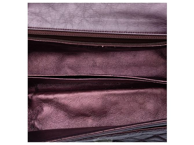 Chanel Viola Trapuntato Pelle di Vitello Invecchiata Reissue 2.55 Double Flap 225 Porpora - vista 4