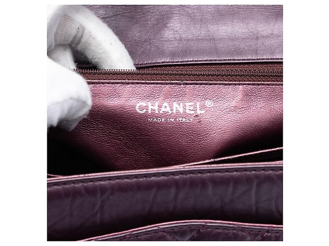 Chanel Viola Trapuntato Pelle di Vitello Invecchiata Reissue 2.55 Double Flap 225 Porpora - vista 5