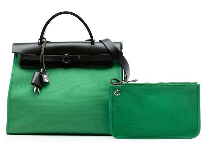 Hermès Borsa Herbag Zip 31 Verde - vista 9