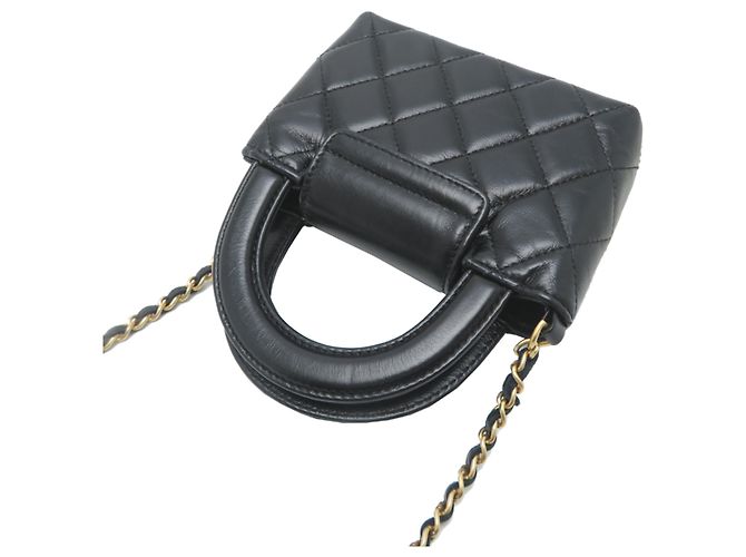 Sac à bandoulière en cuir de veau noir avec chaîne Chanel - vue 4