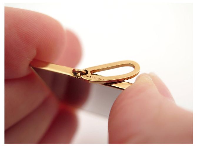 Céline NUOVO PENDENTE A SPECCHIO CELINE 46T393BBR CASE IN CUOIO LOGO TRIONFO PENDENTE D'oro - vista 5
