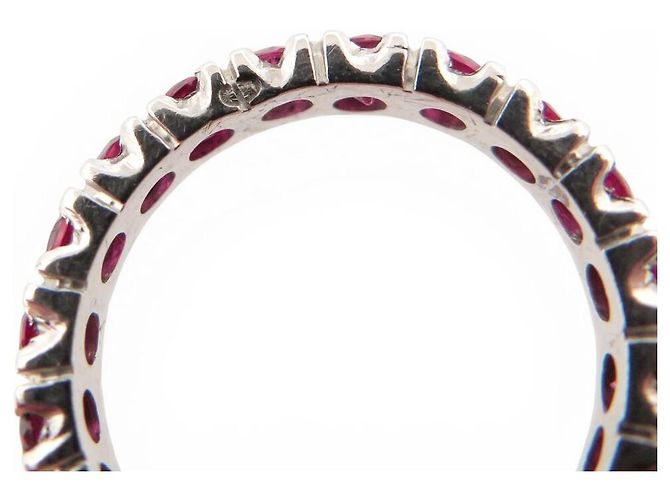 Autre Marque ANELLO AMERICANO PAVÉ COMPLETO 20 RUBINI 1.4CT IN ORO BIANCO 18K 2.9GR Argento - vista 4