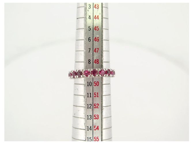 Autre Marque ANELLO AMERICANO PAVÉ COMPLETO 20 RUBINI 1.4CT IN ORO BIANCO 18K 2.9GR Argento - vista 7