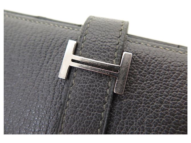 Hermès HERMES BEARN GLEICHT IN MYSORE-LEDER GRAU MÜNZBEUTEL - Ansicht 11