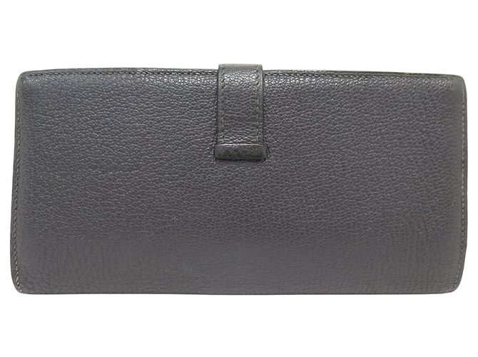 Hermès HERMES BEARN GLEICHT IN MYSORE-LEDER GRAU MÜNZBEUTEL - Ansicht 2