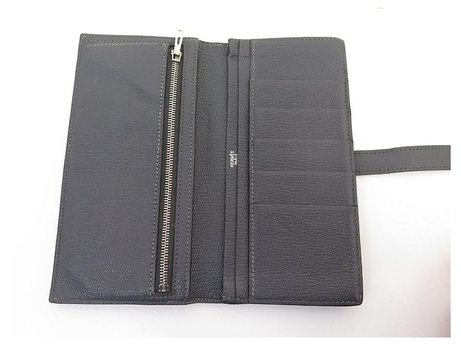 Hermès HERMES BEARN GLEICHT IN MYSORE-LEDER GRAU MÜNZBEUTEL - Ansicht 5