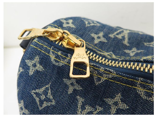 NOVO SACO DE MÃO LOUIS VUITTON KEEPALL 50 X NIGO M45975 CANVAS DENIM AZUL COURO Azul marinho - vista 12