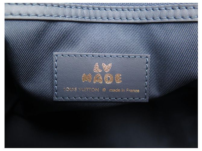 NOVO SACO DE MÃO LOUIS VUITTON KEEPALL 50 X NIGO M45975 CANVAS DENIM AZUL COURO Azul marinho - vista 14