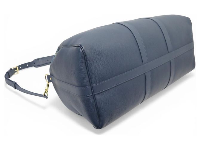 NOVO SACO DE MÃO LOUIS VUITTON KEEPALL 50 X NIGO M45975 CANVAS DENIM AZUL COURO Azul marinho - vista 3