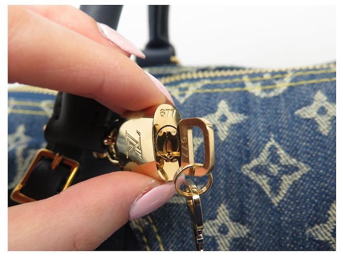NOVO SACO DE MÃO LOUIS VUITTON KEEPALL 50 X NIGO M45975 CANVAS DENIM AZUL COURO Azul marinho - vista 9