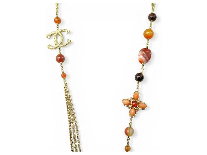 NUOVO COLLIER CHANEL SAUTOIR PIETRE MULTICOLORI LOGO CC D'oro - vista 2