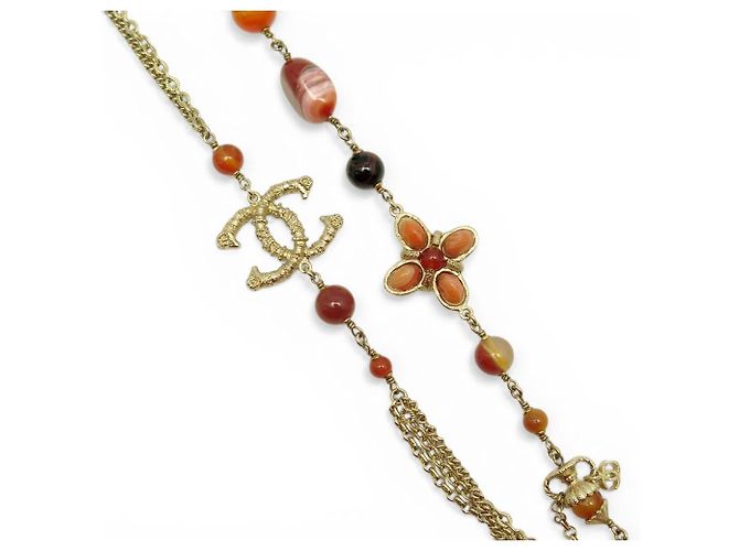 NUOVO COLLIER CHANEL SAUTOIR PIETRE MULTICOLORI LOGO CC D'oro - vista 3