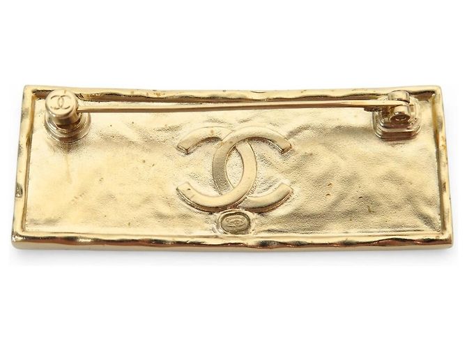 NEUE CHANEL BROSCHE LOGO PLAKETTE LEDER GOLDMETALL Schwarz - Ansicht 2