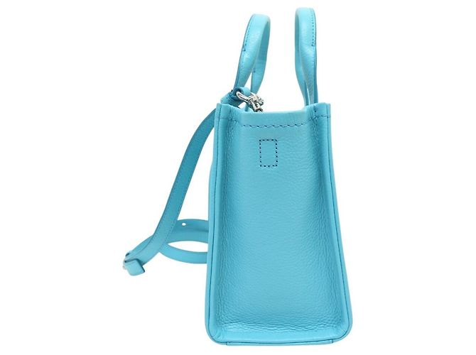 NUOVO BORSA MARC JACOBS THE SMALL TOTE BAG H009L01SP21 IN PELLE BLU CON TRACOLLA - vista 3