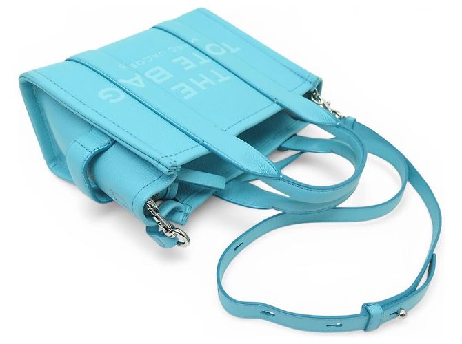 NUOVO BORSA MARC JACOBS THE SMALL TOTE BAG H009L01SP21 IN PELLE BLU CON TRACOLLA - vista 6