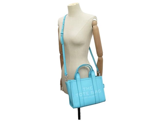 NUOVO BORSA MARC JACOBS THE SMALL TOTE BAG H009L01SP21 IN PELLE BLU CON TRACOLLA - vista 7