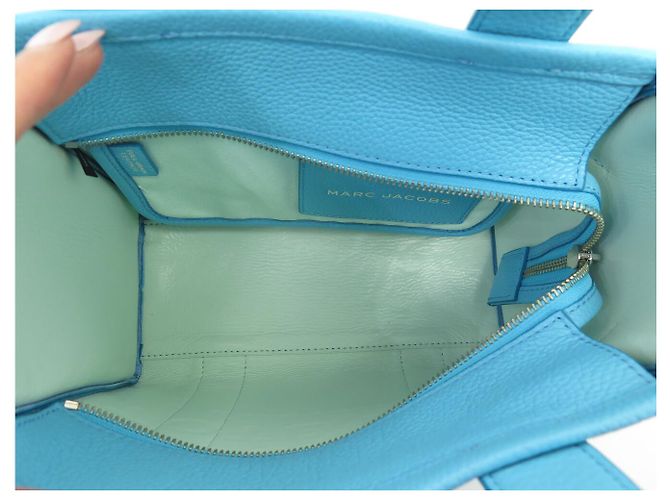 NUOVO BORSA MARC JACOBS THE SMALL TOTE BAG H009L01SP21 IN PELLE BLU CON TRACOLLA - vista 9