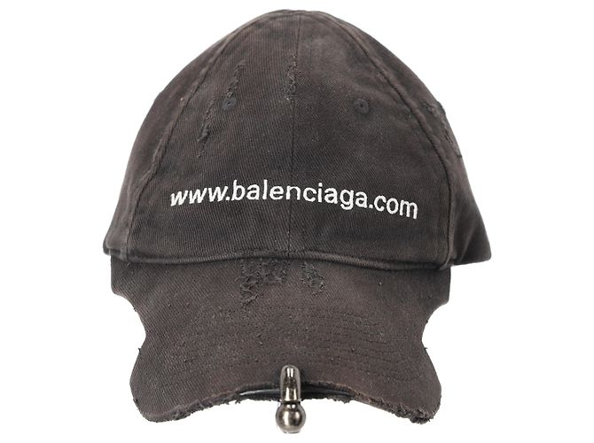 Balenciaga Piercing Distressed Baseball Cap in Black Cotton - view 3