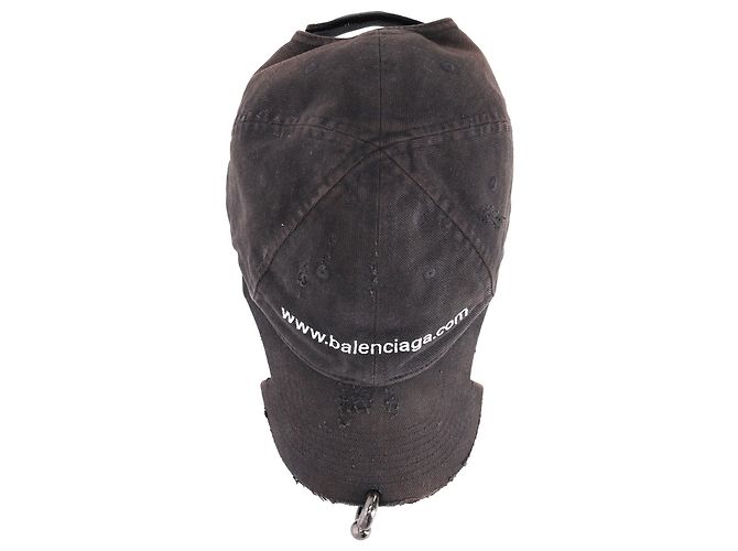 Balenciaga Piercing Distressed Baseball Cap in Black Cotton - view 5