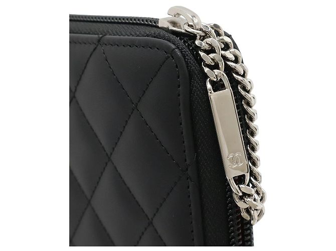 Cartera larga de piel suave de la línea Cambon de Chanel Negro Rosa - vista 5
