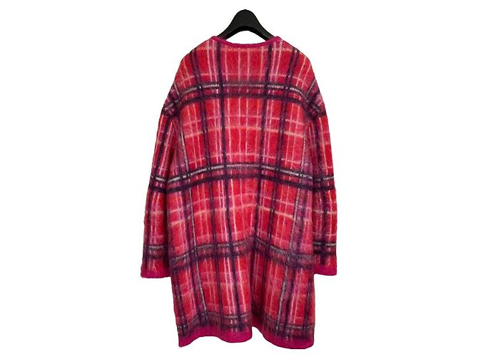 Autre Marque Cárdigan largo de mohair con estampado de cuadros Drawer Rosa - vista 2