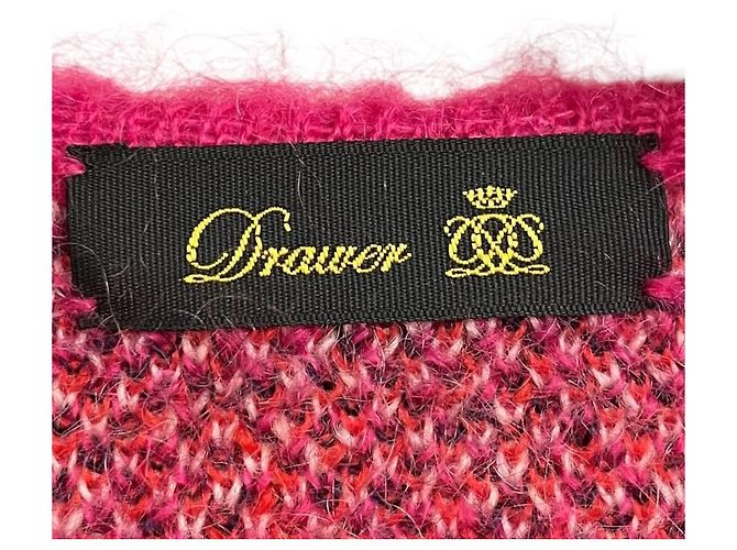 Autre Marque Cárdigan largo de mohair con estampado de cuadros Drawer Rosa - vista 6