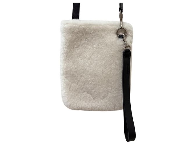 Borsa a spalla mini in shearling Jil Sander Bianco - vista 3