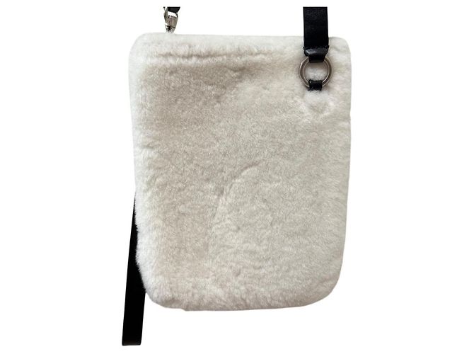 Borsa a spalla mini in shearling Jil Sander Bianco - vista 4